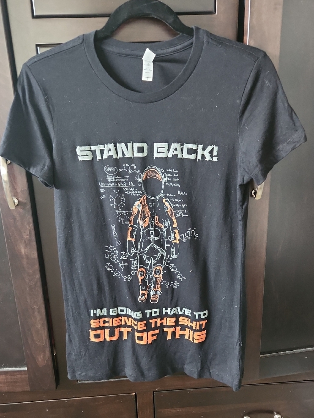 Bella Canvas Black Graphic 'Stand Back' Science Tee with Orange Accents